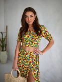 Set de vara cu flori, bluza maxi galbena si fusta 3364 - Magazin online - Boutique